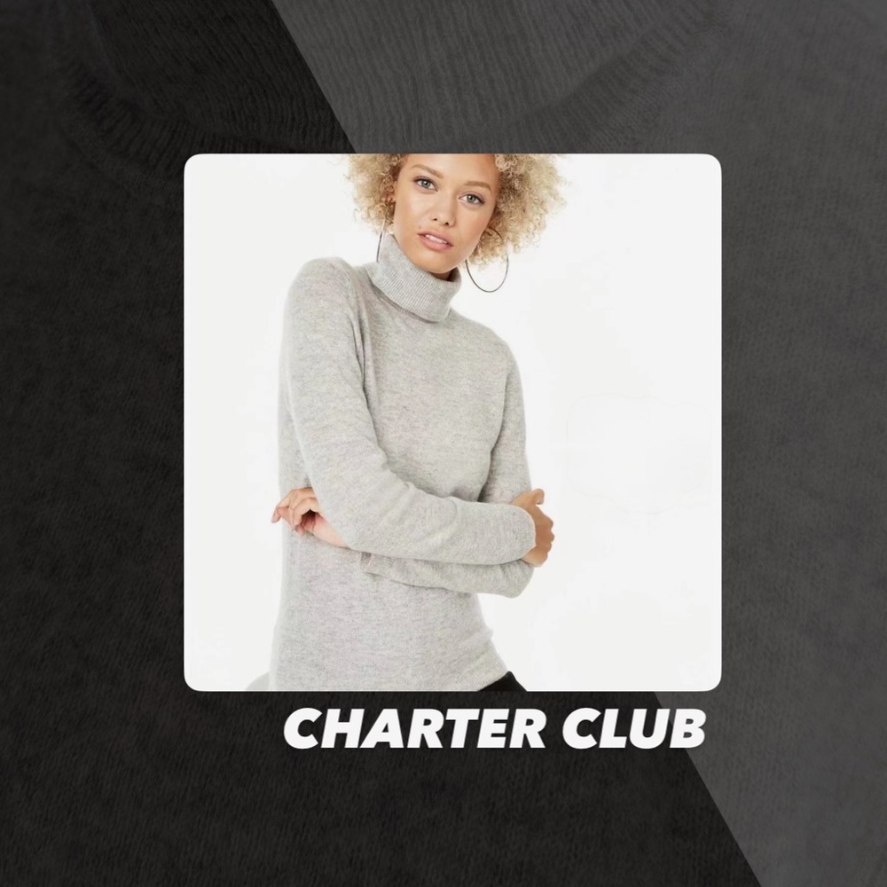 EUC Charter Club Cashmere Grey Turtleneck Sweater